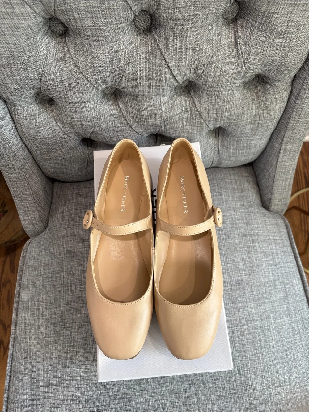 Marc Fisher Light Natural Mary Jane Flats in Beige